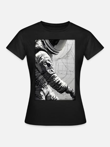 Astronaut Zukunft Sci-Fi Technik - Frauen T-Shirt - Schwarz