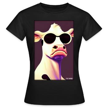 Kuh Sonnenbrille Tierwelt Bauernhof Milchkuh - Frauen T-Shirt - Schwarz - Vorne - AI Model Female 172 dark (172cm)