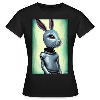 Pâques Pâques Cyber Future Sci-Fi Animal - T-shirt Femme - noir - Devant - AI Model Female 172 dark (172cm)