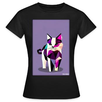 Cat Cat Polygon Animal House Tiger Pet - Women's T-Shirt - black - Front - AI Model Female 172 dark (172cm)