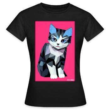 Cat Cat Polygon Animal House Tiger Pet - Women's T-Shirt - black - Front - AI Model Female 172 dark (172cm)