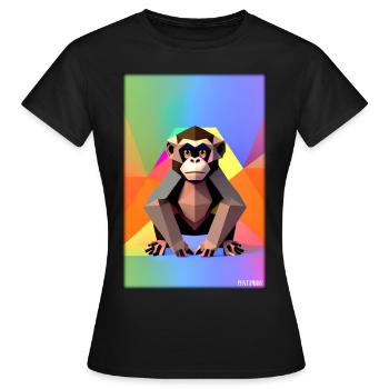 Singe Polygone Animaux Wilderness Zoo Afrique Safari - T-shirt Femme - noir - Devant - AI Model Female 172 dark (172cm)