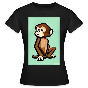 Monkey Polygon Animals Wilderness Zoo Africa Safari - Women's T-Shirt - black - Front - AI Model Female 172 dark (172cm)