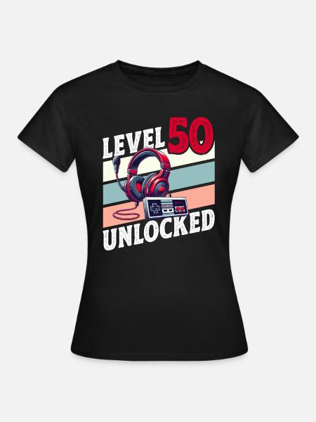 50TH BIRTHDAY MAN RETRO GAMER GAMING LEVEL - Women's T-Shirt - black