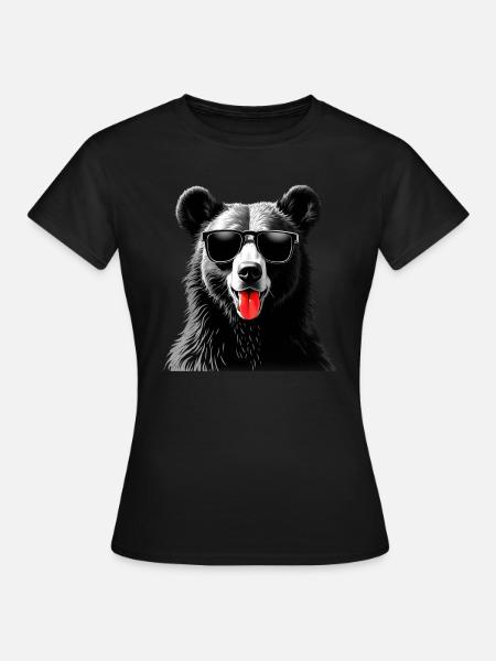 Bär Tier Motiv lustiger lustiges Bären - Frauen T-Shirt - Schwarz
