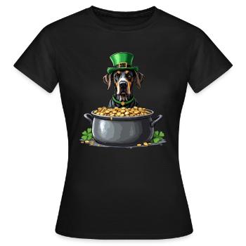 Dogge St. Patricks Day Outfit Hunde - Frauen T-Shirt - Schwarz - Vorne - AI Model Female 172 dark (172cm)