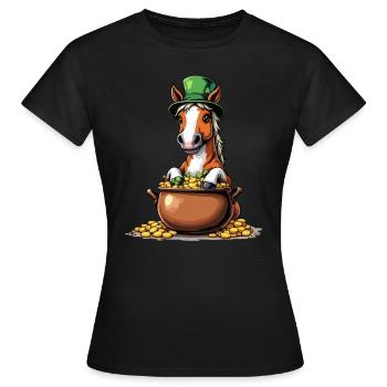 Pferd St. Patricks Day Outfit Pferde - Frauen T-Shirt - Schwarz - Vorne - AI Model Female 172 dark (172cm)