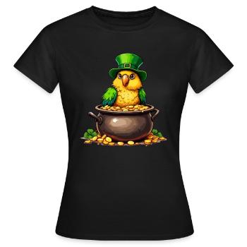 Papagei St. Patricks Day Outfit Vogel - Frauen T-Shirt - Schwarz - Vorne - AI Model Female 172 dark (172cm)