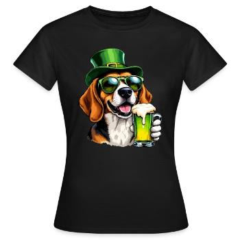 Beagle St. Patricks Day Bier Outfit Hunde - Frauen T-Shirt - Schwarz - Vorne - AI Model Female 172 dark (172cm)