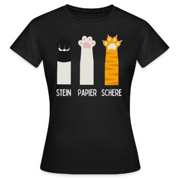 Stein, Papier, Schere - Lustige Katzenpfoten - Frauen T-Shirt - Schwarz - Vorne - AI Model Female 172 dark (172cm)