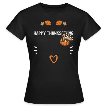 Happy Thanksgiving - Thanksgiving - Frauen T-Shirt - Schwarz - Vorne - AI Model Female 172 dark (172cm)