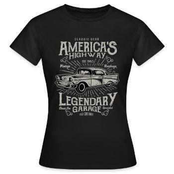Amériques Highway Vintage Retro Auto Motor America - T-shirt Femme - noir - Devant - AI Model Female 172 dark (172cm)