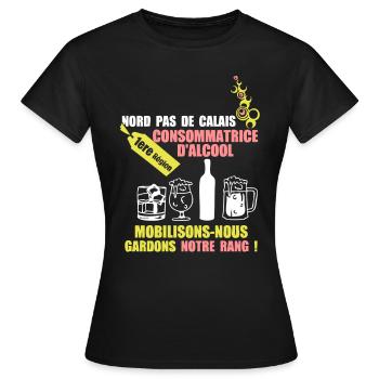 nord pas de calais 1ere region alcool humour - T-shirt Femme - noir - Devant - AI Model Female 172 dark (172cm)