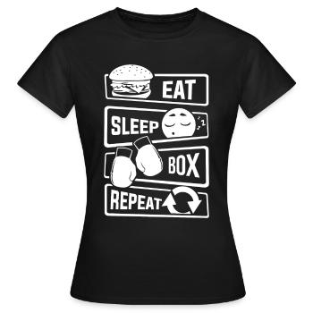 Eat Sleep Box Repeat - Boxen Boxer Uppercut Jab - Frauen T-Shirt - Schwarz - Vorne - AI Model Female 172 dark (172cm)