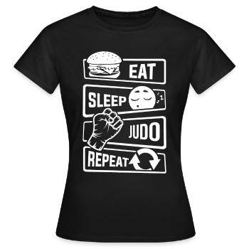 Eat Sleep Judo Repeat - Kampfsport Verteidigung - Frauen T-Shirt - Schwarz - Vorne - AI Model Female 172 dark (172cm)