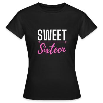 Sweet Sixteen - Sweet 16 ans - Anniversaire - T-shirt Femme - noir - Devant - AI Model Female 172 dark (172cm)