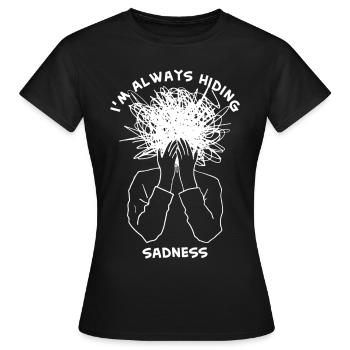 Traurigkeit verbergende Grafik - Frauen T-Shirt - Schwarz - Vorne - AI Model Female 172 dark (172cm)