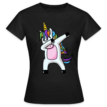 Dabbing Unicorn dabbendes Einhorn Dab Trend - Frauen T-Shirt - Schwarz - Vorne - AI Model Female 172 dark (172cm)