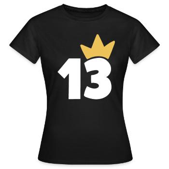 13 Krone Nummer 13 - Frauen T-Shirt - Schwarz - Vorne - AI Model Female 172 dark (172cm)