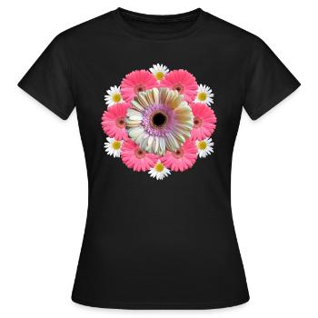 Gerbera fleur marguerite floral motif floral floral - T-shirt Femme - noir - Devant - AI Model Female 172 dark (172cm)