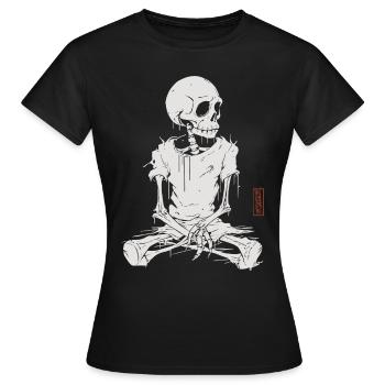 Crâne assis - T-shirt Femme - noir - Devant - AI Model Female 172 dark (172cm)