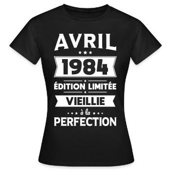 40th Anniversary - April 1984 Perfection - Women's T-Shirt - black - Front - AI Model Female 172 dark (172cm)