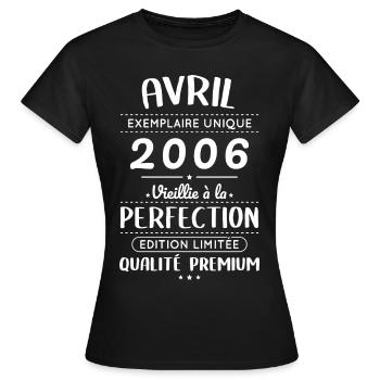 18th Birthday - April 2006 Perfection - Women's T-Shirt - black - Front - AI Model Female 172 dark (172cm)