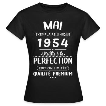 70th Anniversary - May 1954 Perfection - Women's T-Shirt - black - Front - AI Model Female 172 dark (172cm)
