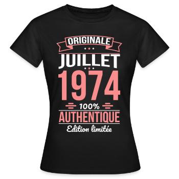 50th Anniversary - Original - July 1974 - Women's T-Shirt - black - Front - AI Model Female 172 dark (172cm)