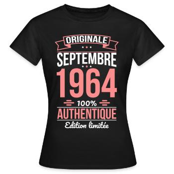 60th Anniversary - Original - September 1964 - Women's T-Shirt - black - Front - AI Model Female 172 dark (172cm)