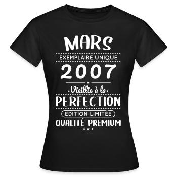 18th Birthday - March 2007 Perfection - Women's T-Shirt - black - Front - AI Model Female 172 dark (172cm)