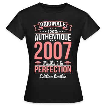 18th Birthday - Original - 2007 - Women's T-Shirt - black - Front - AI Model Female 172 dark (172cm)