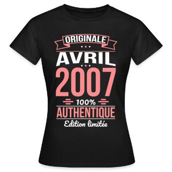 18th Birthday - Original - April 2007 - Women's T-Shirt - black - Front - AI Model Female 172 dark (172cm)