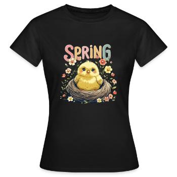 Süßes Frühlings Küken im Nest - Frauen T-Shirt - Schwarz - Vorne - AI Model Female 172 dark (172cm)