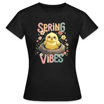 Süßes Frühlings Küken im Nest - Frauen T-Shirt - Schwarz - Vorne - AI Model Female 172 dark (172cm)