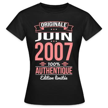 18th Birthday - Original - June 2007 - Women's T-Shirt - black - Front - AI Model Female 172 dark (172cm)