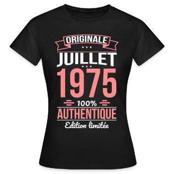 50. Jahrestag - Original - Juli 1975 - Frauen T-Shirt - Schwarz - Vorne - AI Model Female 172 dark (172cm)