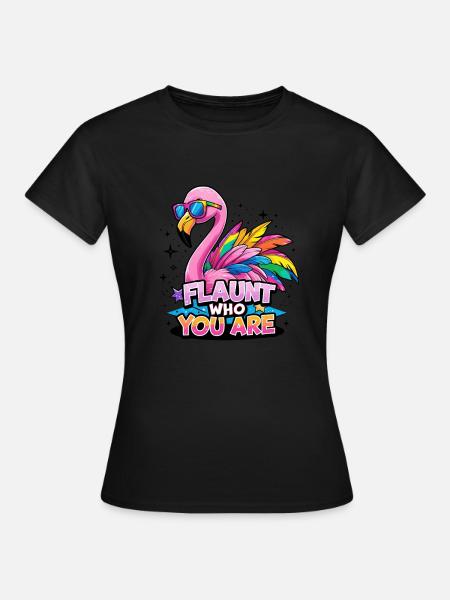 Bunter Flamingo – Sei stolz, wie du bist - Dame-T-shirt - sort