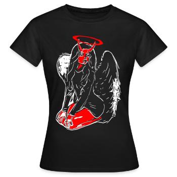 2reborn Engel Angel Teufel Devil Himmel Hölle solo - Frauen T-Shirt - Schwarz - Vorne - AI Model Female 172 dark (172cm)