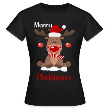 Wesołych Świąt Renifer Christmas - Koszulka damska - czarny - Przód - AI Model Female 172 dark (172cm)