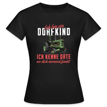 Ich bin ein Dorfkind Traktor Geschenk - Frauen T-Shirt - Schwarz - Vorne - AI Model Female 172 dark (172cm)