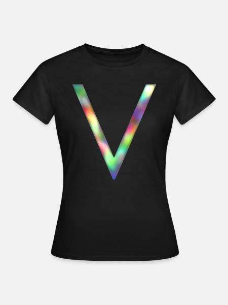 V - LETTRE INITIALE - T-shirt Femme - noir