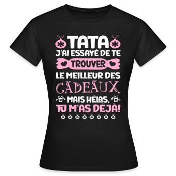 Femme Meilleur Tata Super Cadeau Noël - T-shirt Femme - noir - Devant - AI Model Female 172 dark (172cm)