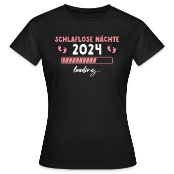 Schlaflose Nächte 2024 Werdende Mama - Frauen T-Shirt - Schwarz - Vorne - AI Model Female 172 dark (172cm)