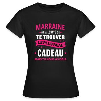 Marraine le plus beau cadeau c'est nous - T-shirt Femme - noir - Devant - AI Model Female 172 dark (172cm)