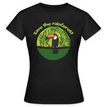 L'oiseau toucan comme symbole pour sauver la forêt tropicale - T-shirt Femme - noir - Devant - AI Model Female 172 dark (172cm)