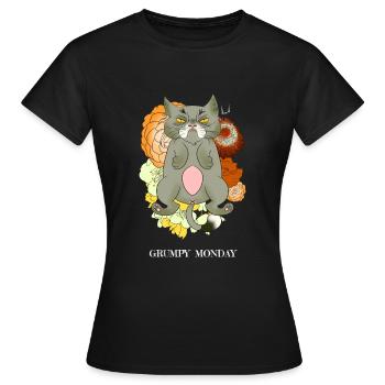 Chat Grincheux - T-shirt Femme - noir - Devant - AI Model Female 172 dark (172cm)