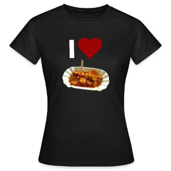 J'adore la currywurst - T-shirt Femme - noir - Devant - AI Model Female 172 dark (172cm)