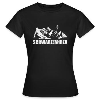 Schwarzfahrer Cooler Ski Fahrer Spruch - Frauen T-Shirt - Schwarz - Vorne - AI Model Female 172 dark (172cm)