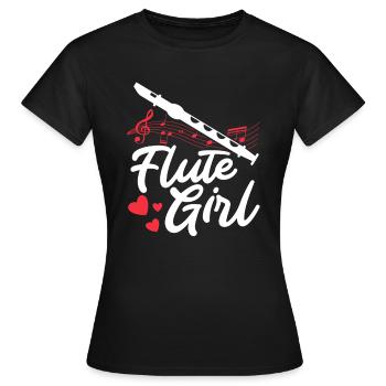 Fetus Players Flute Recorder Music Gifts - Women's T-Shirt - black - Front - AI Model Female 172 dark (172cm)